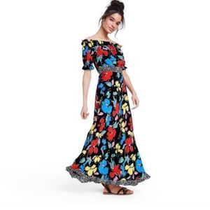 Rixo x Target Floral Puff Sleeve Off Shoulder Maxi Dress NWT 0